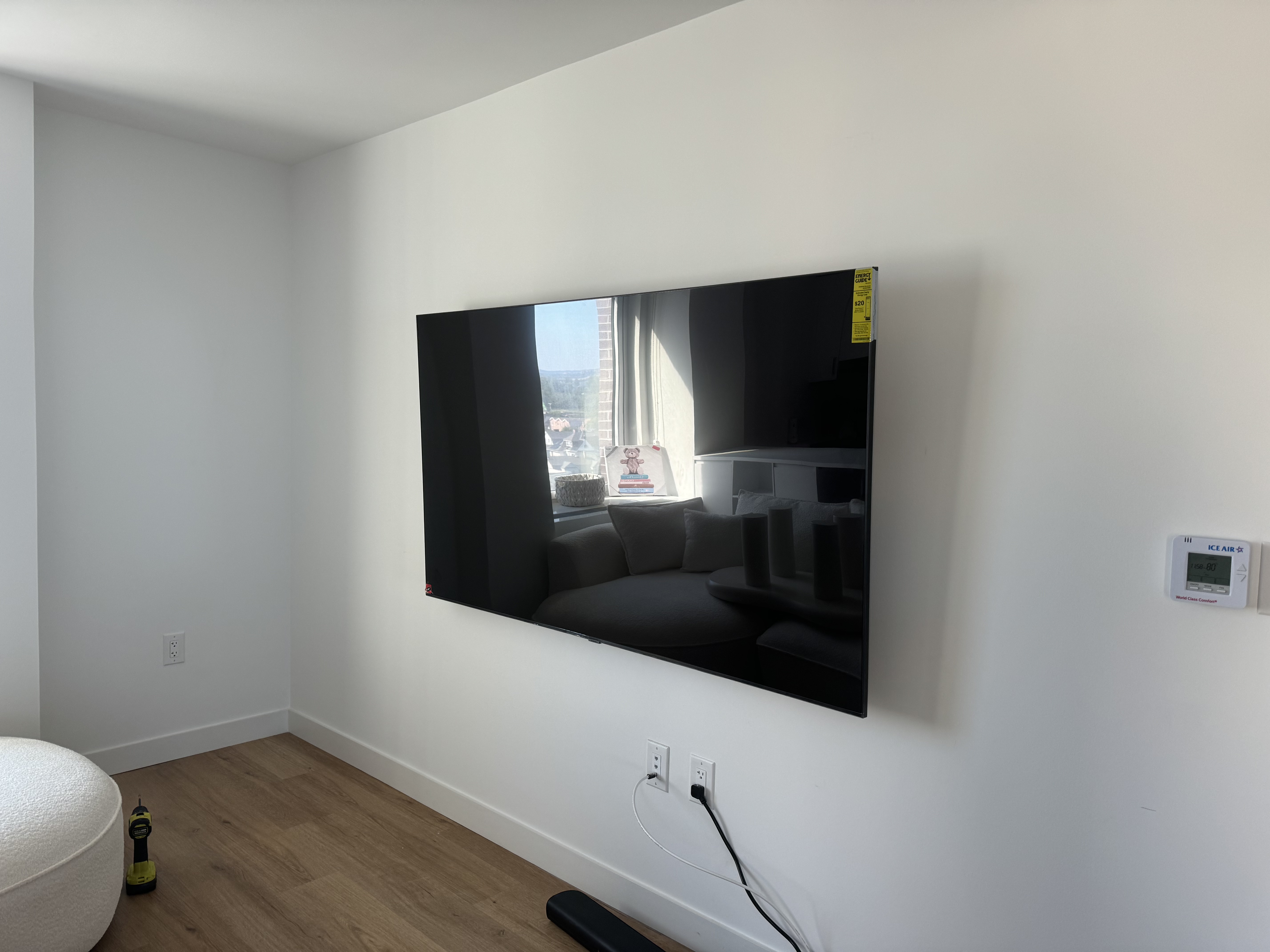 TV mounted on wall